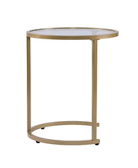 Set of Two Glass and Steel Round Nested Tables for Living Room or Bedroom
