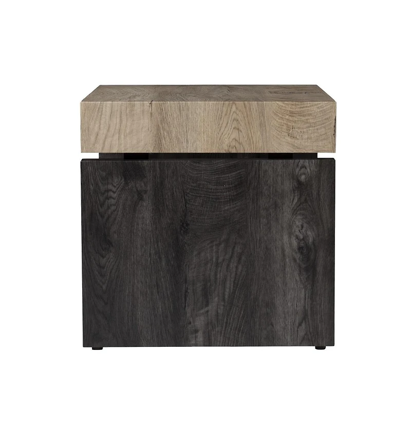 Square Wood and Iron End Table for Modern Living Room or Office