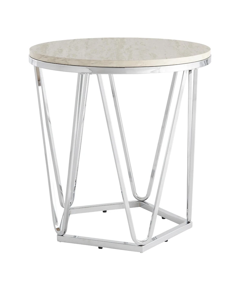 Industrial Wood and Iron Round End Table for Side or Accent Table