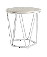 Industrial Wood and Iron Round End Table for Side or Accent Table