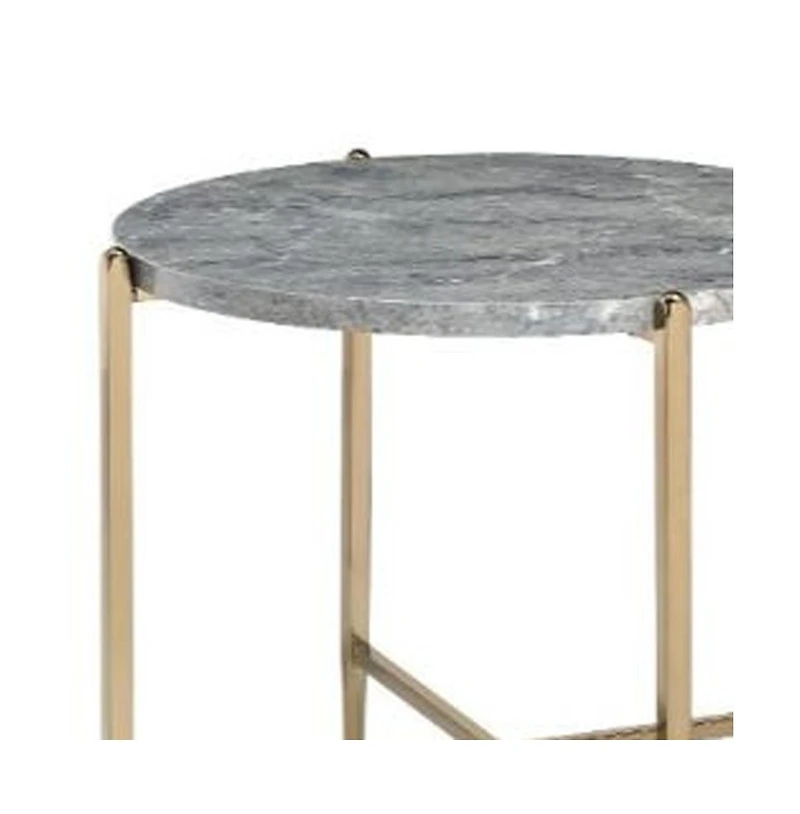 Industrial Round End Table with Manufactured Wood and Metal Frame