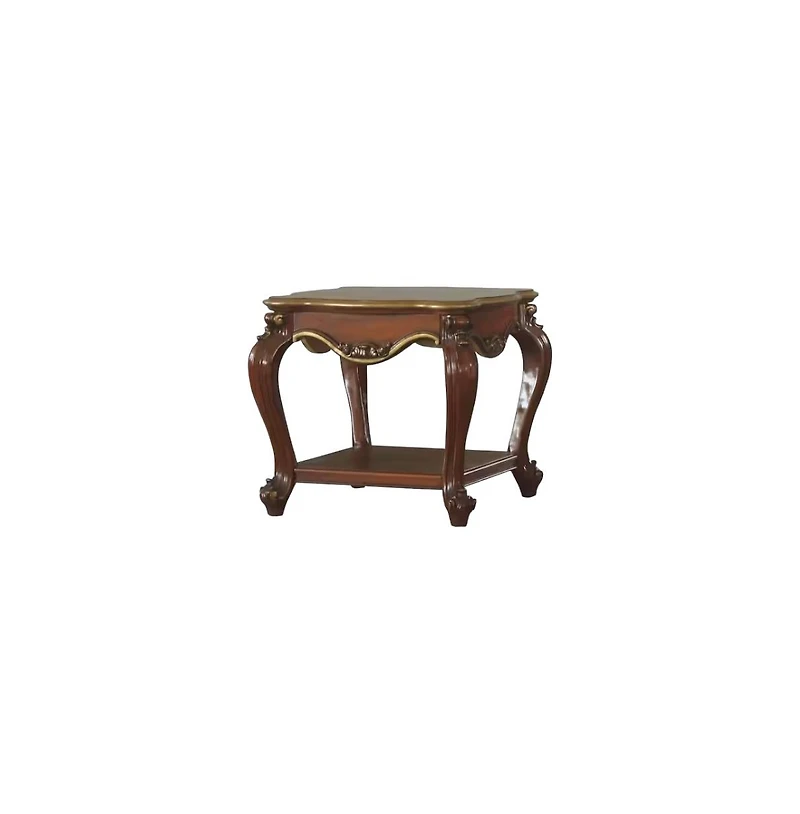 Solid Hardwood Square End Table with Bottom Display Shelf