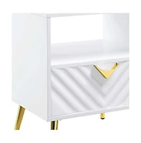 Industrial Rectangular End Table – Wood and Metal with Drawer & Shelf
