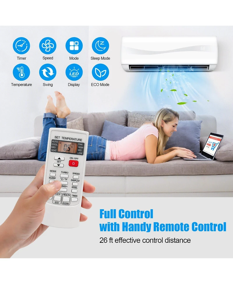 Blast Series 9000 Btu 17 SEER2 208-230V Ductless Mini Split Air Conditioner and Heater