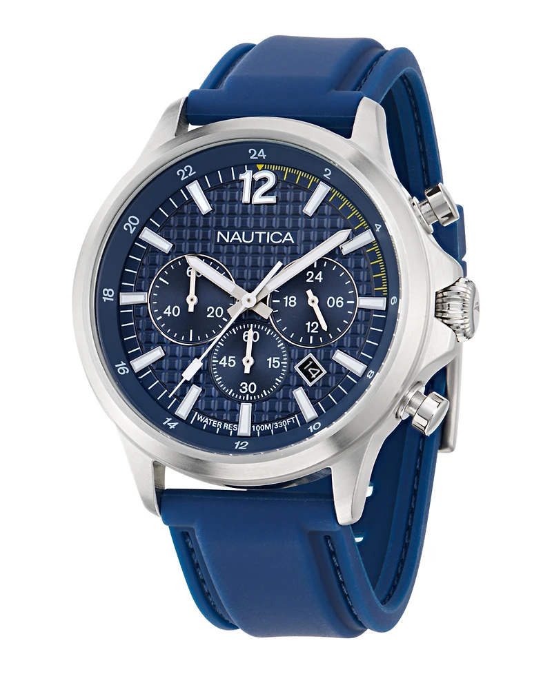 Nautica Men's Chronograph or Date Blue Silicone Watch, 45mm