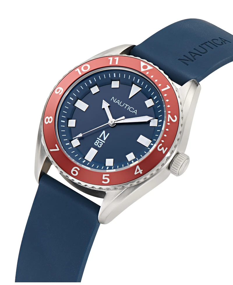 Nautica Men's Analog Blue Silicone Watch, 44mm
