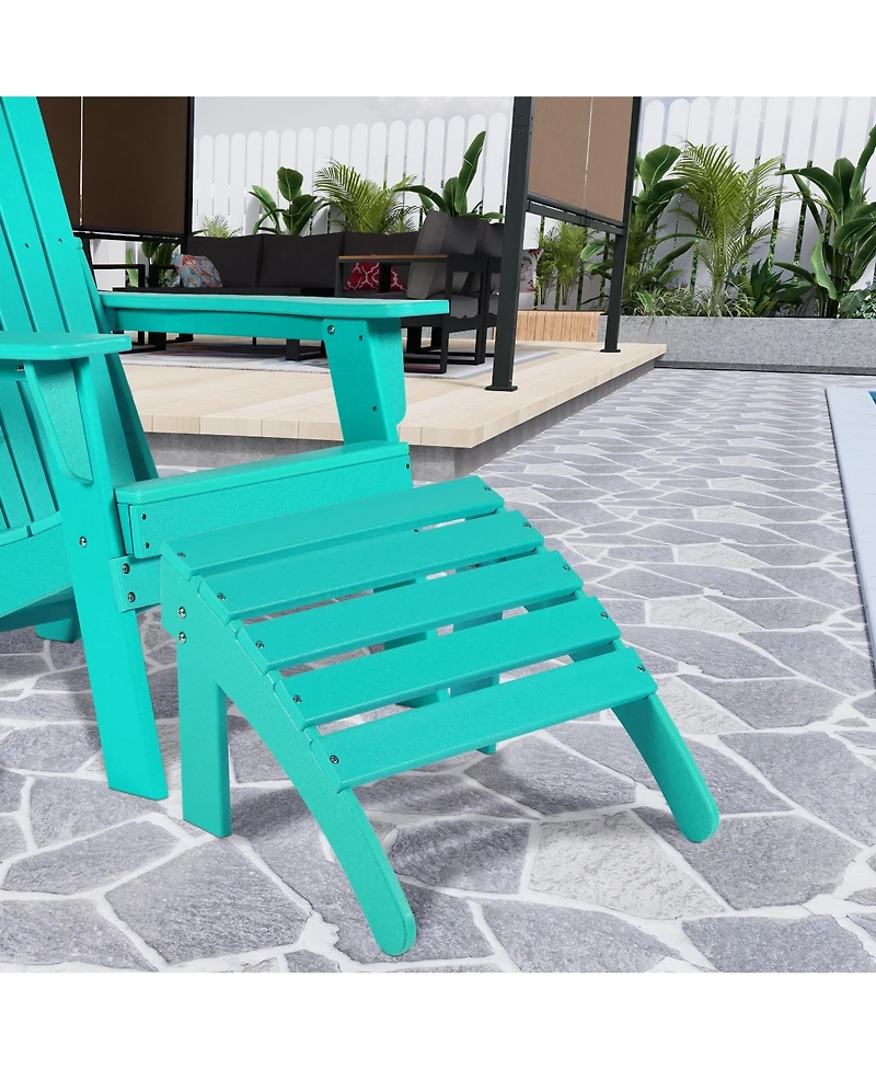 Aoodor Outdoor Adirondack Ottoman, Hdpe Chair Patio Weather Resistant for Patio, Porch, Backyard, Garden, Lawn, Deck