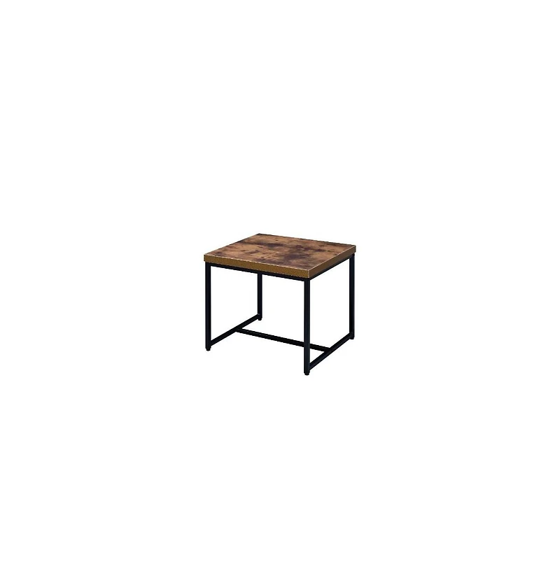 Industrial End Table with Metal Frame and Manufactured Wood Top