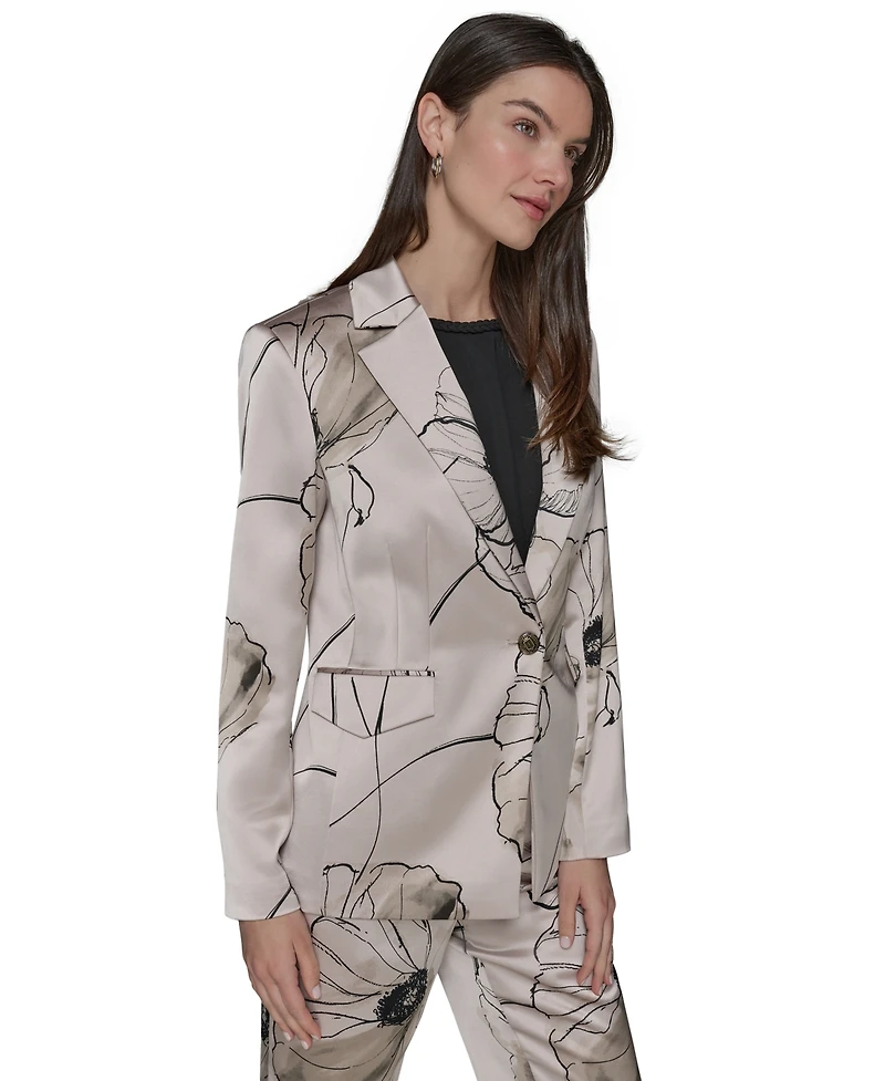 Karl Lagerfeld Paris Women's Printed Satin Jacket