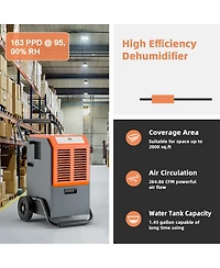 Portable Commercial Dehumidifier with Water Tank and Drainage Pipe