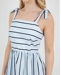 Fever Women's Sleeveless Bow Tie Straps Midi Dress