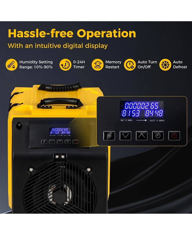 190 Ppd Commercial Dehumidifier with Pump and 2 Wheels