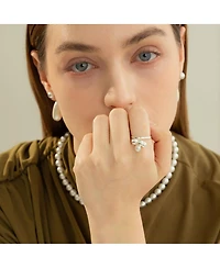 Sterling Silver Isabelle Cluster Pearl Adjustable Ring