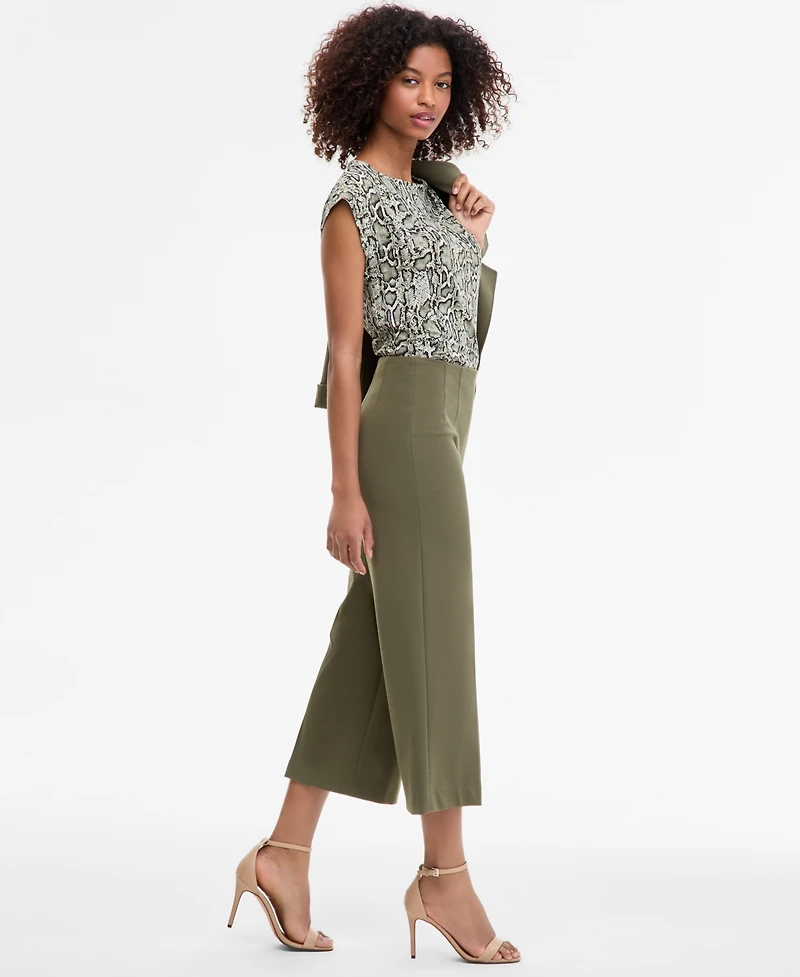 Anne Klein Women's High-Rise Pull-On Crop Wide-Leg Pants
