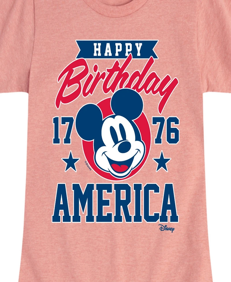 Hybrid Apparel Big Girls Disney Mickey Happy Birthday Americana Graphic T-Shirt