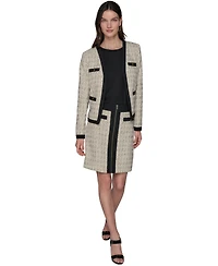 Karl Lagerfeld Paris Women's Tweed Open-Front Framed Jacket
