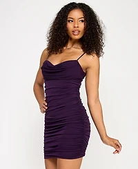 Emerald Sundae Juniors' Draped-Neck Bodycon Dress