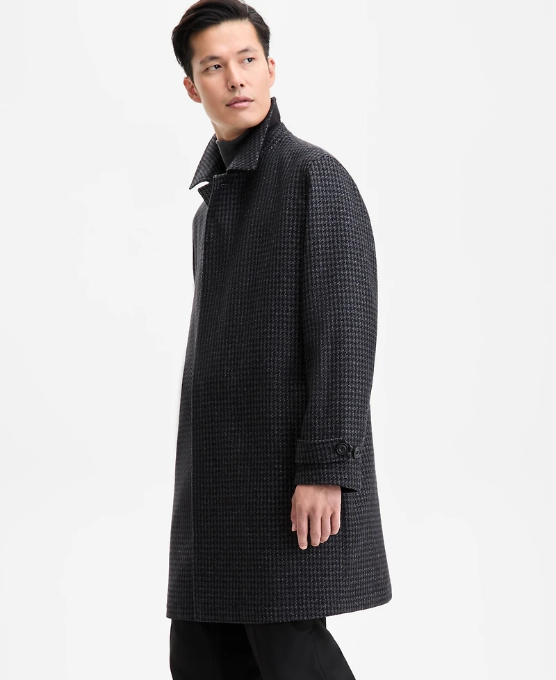 Hugo by Boss Men's Regular-Fit Houndstooth Overcoat