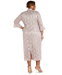 R & M Richards Plus Size Lace Dress & Ruffled Jacket