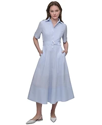 Dkny Jeans Women's Dropped Waist Button-Front Collared Dress