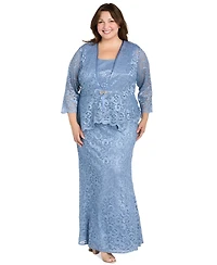 R & M Richards Plus Metallic Lace Jacket and Dress
