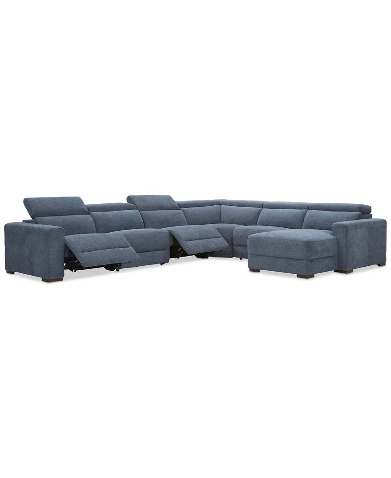 Nevio -Pc. Fabric Power Headrest Sectional with Motion Chairs
