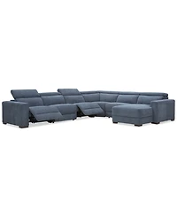 Nevio -Pc. Fabric Power Headrest Sectional with Motion Chairs