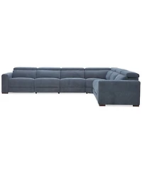 Nevio -Pc. Fabric Power Headrest Sectional with 3 Motion Chairs