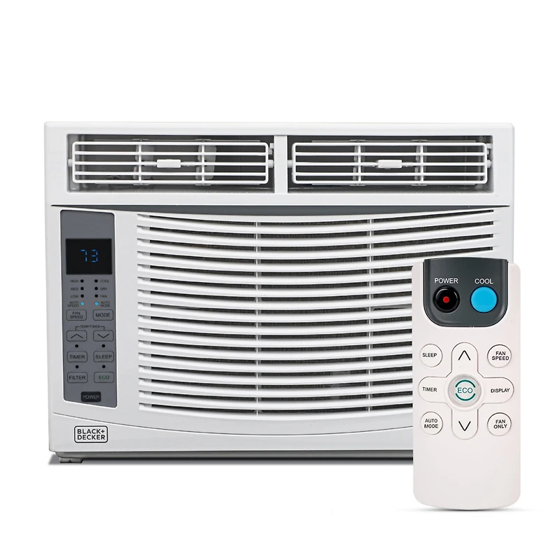 Black+Decker Window Air Conditioner 6,000 Btu, Ac Window Unit Cools Up to 250 Square Feet, Window Ac Unit with Remote Control, 3 Cooling Speeds and Fa