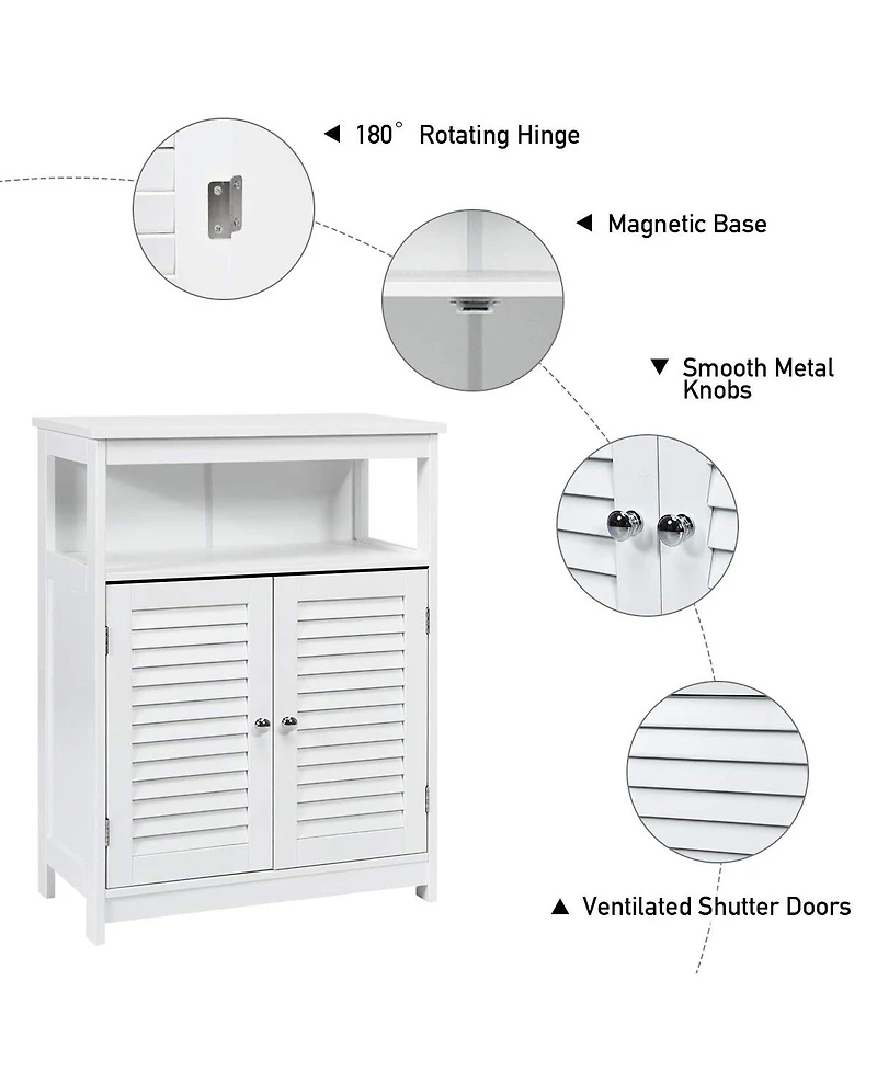 Wood Freestanding Bathroom Storage Cabinet with Double Shutter Door
