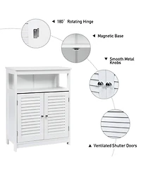 Wood Freestanding Bathroom Storage Cabinet with Double Shutter Door