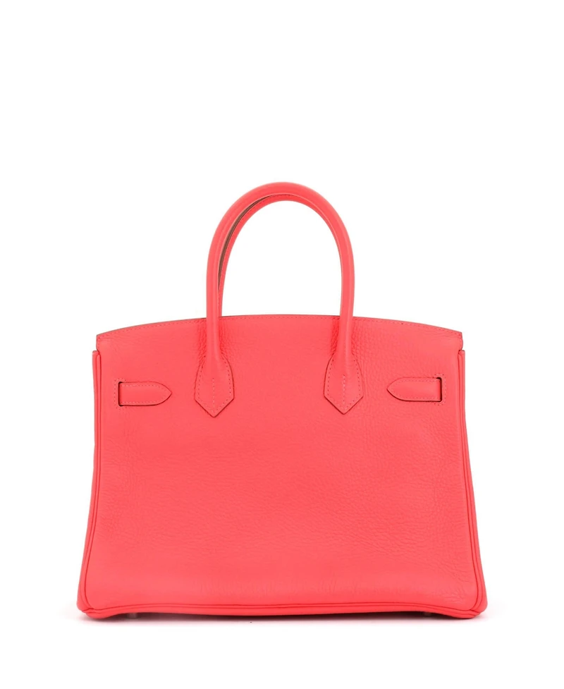 Pre-Owned Hermes Birkin 30 Handbag Pink Clemence with Palladium Hardware