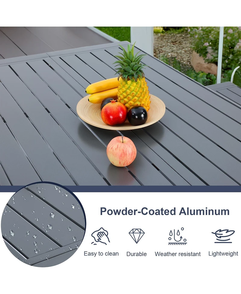 Aoodor 3-Piece Outdoor Patio Dining Set, Aluminum Furniture Set with 1 Rectangular Picnic Table and 2 Benches for Garden, Lawn, Yard