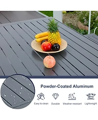 Aoodor 3-Piece Outdoor Patio Dining Set, Aluminum Furniture Set with 1 Rectangular Picnic Table and 2 Benches for Garden, Lawn, Yard