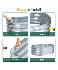 Aoodor 2Pcs Galvanized Raised Garden Bed Kit,35.34''(L) x 23.62''(W) x11.81''(H) Outdoor Garden Planter Oval Large Boxes for Vegetables, Flowers, Herb