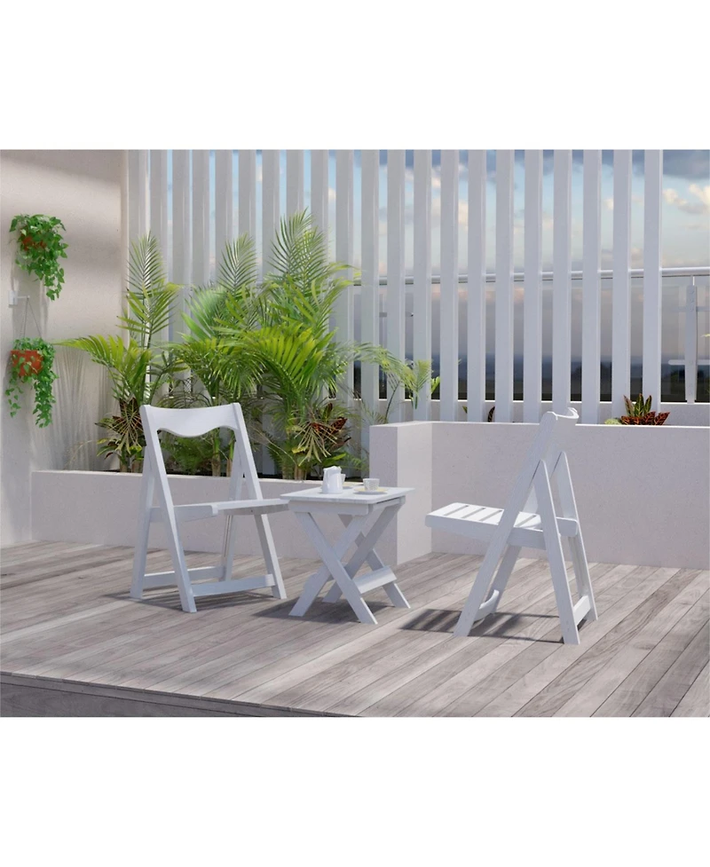 Foldable Small Table and Chair Set with 2 Chairs and Rectangular Table