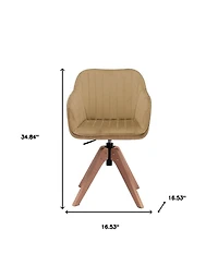 Velvet Arm Chair with Wooden Legs for Dining Room Table or Sitting Area
