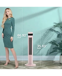 Cowsar Tower Fan Portable Floor Fans 85°Oscillating Fan 36'' Quiet Cooling 12H Timer Remote Control Standing Bladeless Electric 3 Speeds Wind 3 M