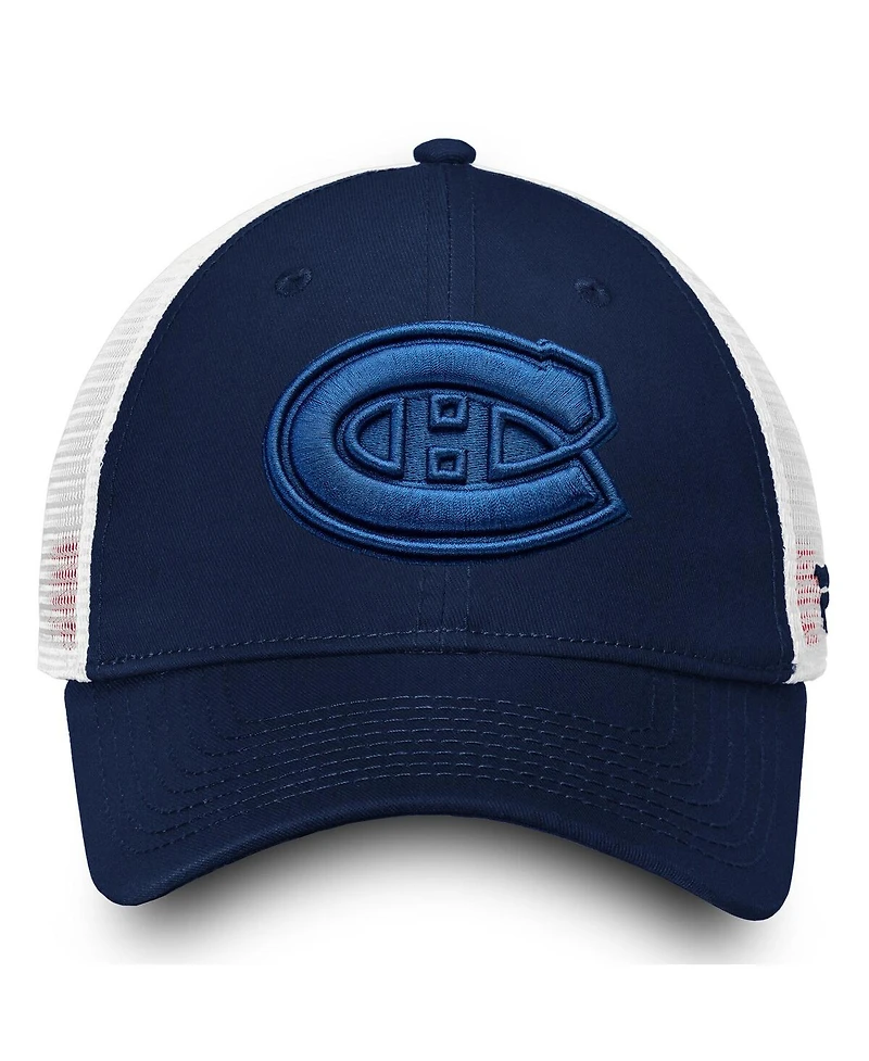 Fanatics Women's Montreal Canadiens Navy/White Iconic Lockup Adjustable Trucker Hat