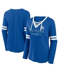 Fanatics Women's Royal Los Angeles Dodgers Won Done Raglan Lace-Up Long Sleeve T-Shirt
