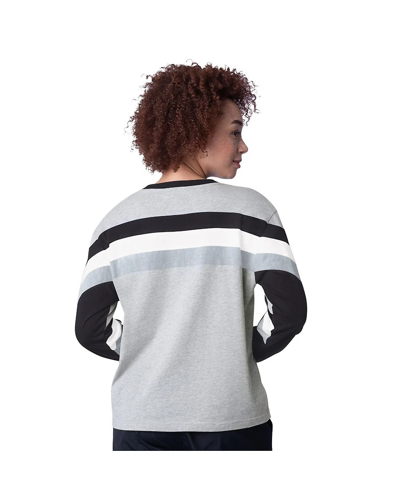 Starter Women's Heather Gray Chicago White Sox Triple A Fashion Color Block Long Sleeve Top