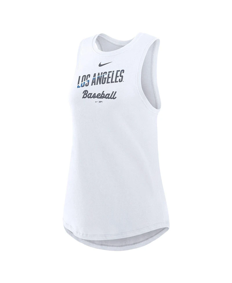 Nike Women's White Los Angeles Dodgers City Connect Tricode High Neck Performance Tank Top