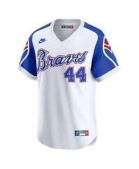 Nike Men's Hank Aaron White Atlanta Braves Throwback Cooperstown Collection Limited Jersey