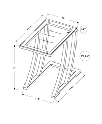 Contemporary Metal Frame Accent Table with Tempered Glass Top