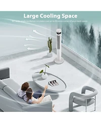 Cowsar Tower Fan Portable Floor Fans 85°Oscillating Fan 43'' Quiet Cooling 12H Timer Remote Control Standing Bladeless Electric 3 Speeds Wind 3 M
