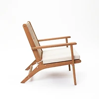 LuxenHome Outdoor Acacia Wood Deck Chair with Seat Cushion