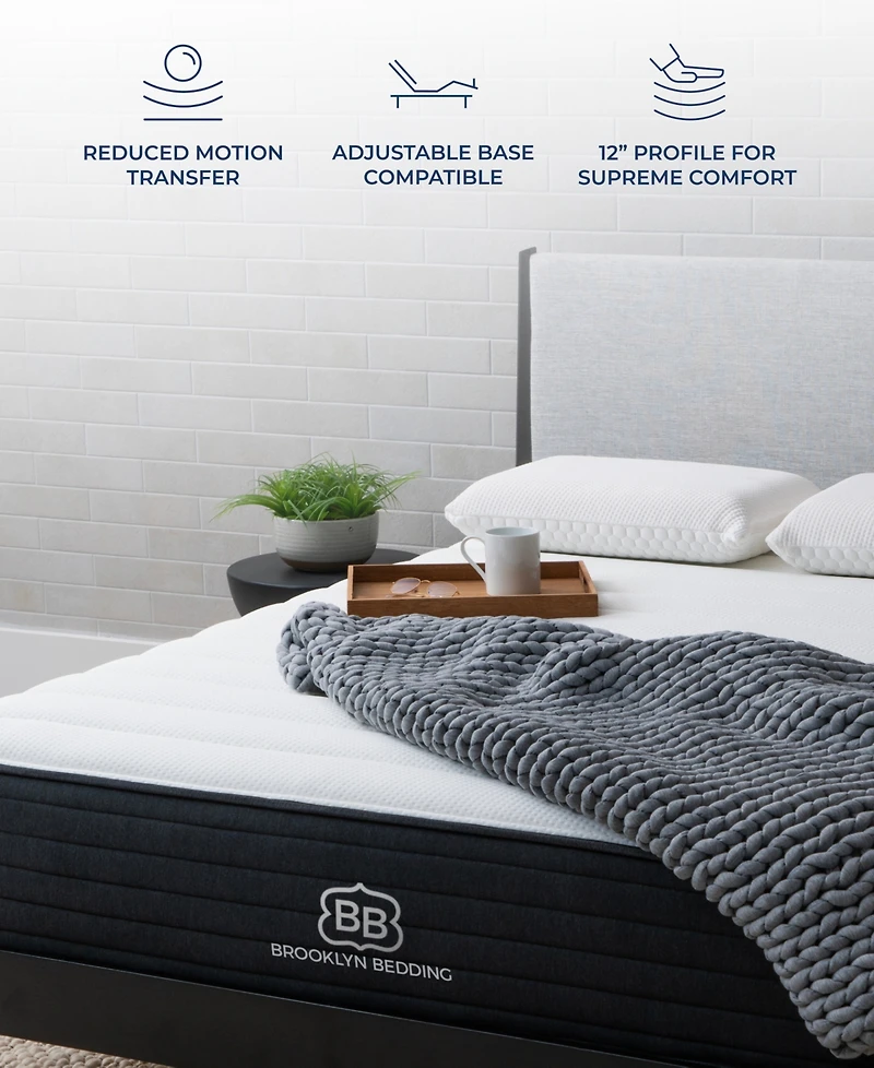 Brooklyn Bedding Select 12" Gel Memory Foam Hybrid Cushion Firm Tight Top Mattress in a Box