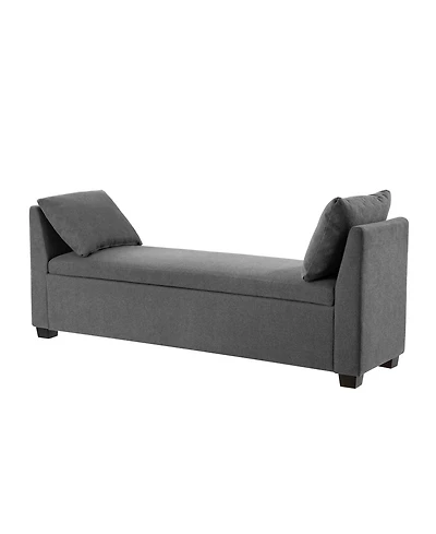 Bruno Modern Storage Bench with Rubber Wood Legs