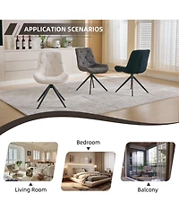 Dyhome Swivel Dining Chairs, Boucle Upholstered Accent Chairs Living Room Desk Office Arm Chair, Set of 2