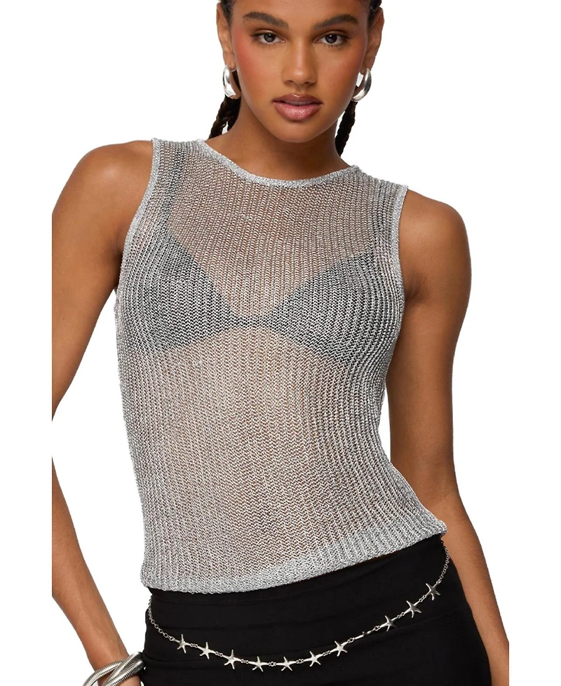Edikted Women's Amalya Shiny Sheer Knit Top